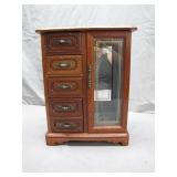 Wooden Jewelry Box with Drawers and Glass Door