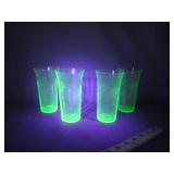 4 Uranium Glass Tumblers