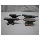4 Miniature Cast Iron Anvils
