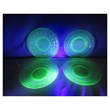 4 Matching Uranium Glass Plates
