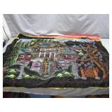 Vibrant Textile Art Depicting Asian Landscape