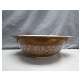 Brown Pyrex Mixing Bowl with White Floral Pattern