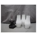 Avon Ruby Red Oil Lamp and Frosted Chimneys