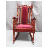 Wooden Rocking Chair With Red Upholstery