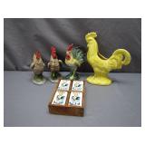 Rooster Figurines and Spice Set Collection
