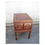 Wooden Side Table with Decorative Inlay