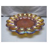 Iridescent Glass Plate with Scalloped Design