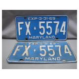 1969 Maryland License Plates