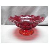 LE Smith Moon & Stars Amberina Glass Compote