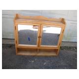 Wall-Mounted Wooden Cabinet With Mirror Doors