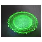Uranium Glass Trinket Plate w/ Scalloped Edges