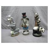 3 Animal Theme Whiskey Decanters