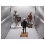 3 Knight Armor Figurines with Display Base