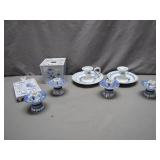 Blue and White Porcelain Candleholder Set