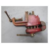 Compact Red Metal Bench Vise
