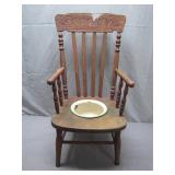 19th-Century Wooden Commode Chair