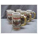 6 Budweiser Clydesdale Beer Steins