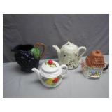 4 Whimsical Ceramic Teapots and Jug