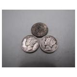 (3) 1945 Mercury Silver Dimes