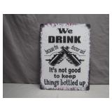 Humorous Metal Wall Sign With Bottle Theme