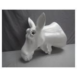 White Ceramic Donkey Sculpture Bust