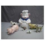 Porcelain and Ceramic Animals w/ Pig Chef