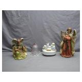 Figurine Set with Angels, Animals, and Bell