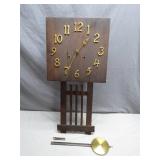 Mission Oak Style Wall Clock with Brass Numerals