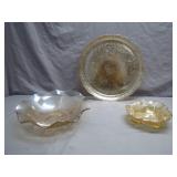 3-Piece Gold-Tinted Glass Serving Set