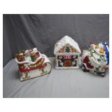 Festive Christmas-Themed Cookie Jars Trio