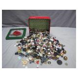 Tin of Assorted Buttons with Cardinal Design