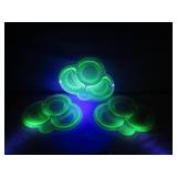 3 Matching Uranium Glass Snack Plates