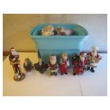 Tote of Assorted Santa Claus Figurines