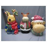 3 Reindeer Theme Cookie Jars