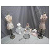 Miniature Mannequins and Decorative Mirror Set