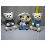 Bear and Panda Ceramic Cookie Jars