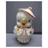Ceramic Chick Cookie Jar with Polka-Dot Hat