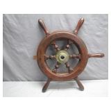 Wooden Maritime Ship Wheel With Brass Hub