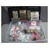 Clock and Watch Parts in Plastic Tote