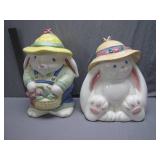 2 Bunny Cookie Jars