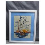 Framed Nautical Embroidery Artwork