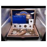 Cigar Box of Vintage US Coins & Currency