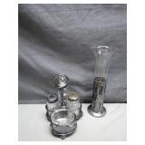 Silver-Plated Condiment Set with Vase