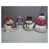 4 Snowman Cookie Jars