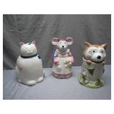 Trio of Animal-Themed Ceramic Cookie Jars