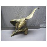 Solid Brass Eagle Statue in Mid-Flight Pose