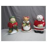 3 Ceramic Holiday Cookie Jars