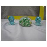 Art Glass Octopus Figurines and Paperweight