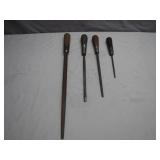 4 Lutz Hand Files With Wooden Handles