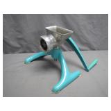 Manual Hand-Crank Food Grinder with Turquoise Base
